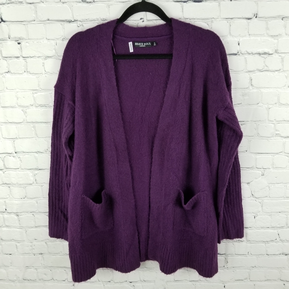 BRAVE SOUL | open front pocket cardigan sweater